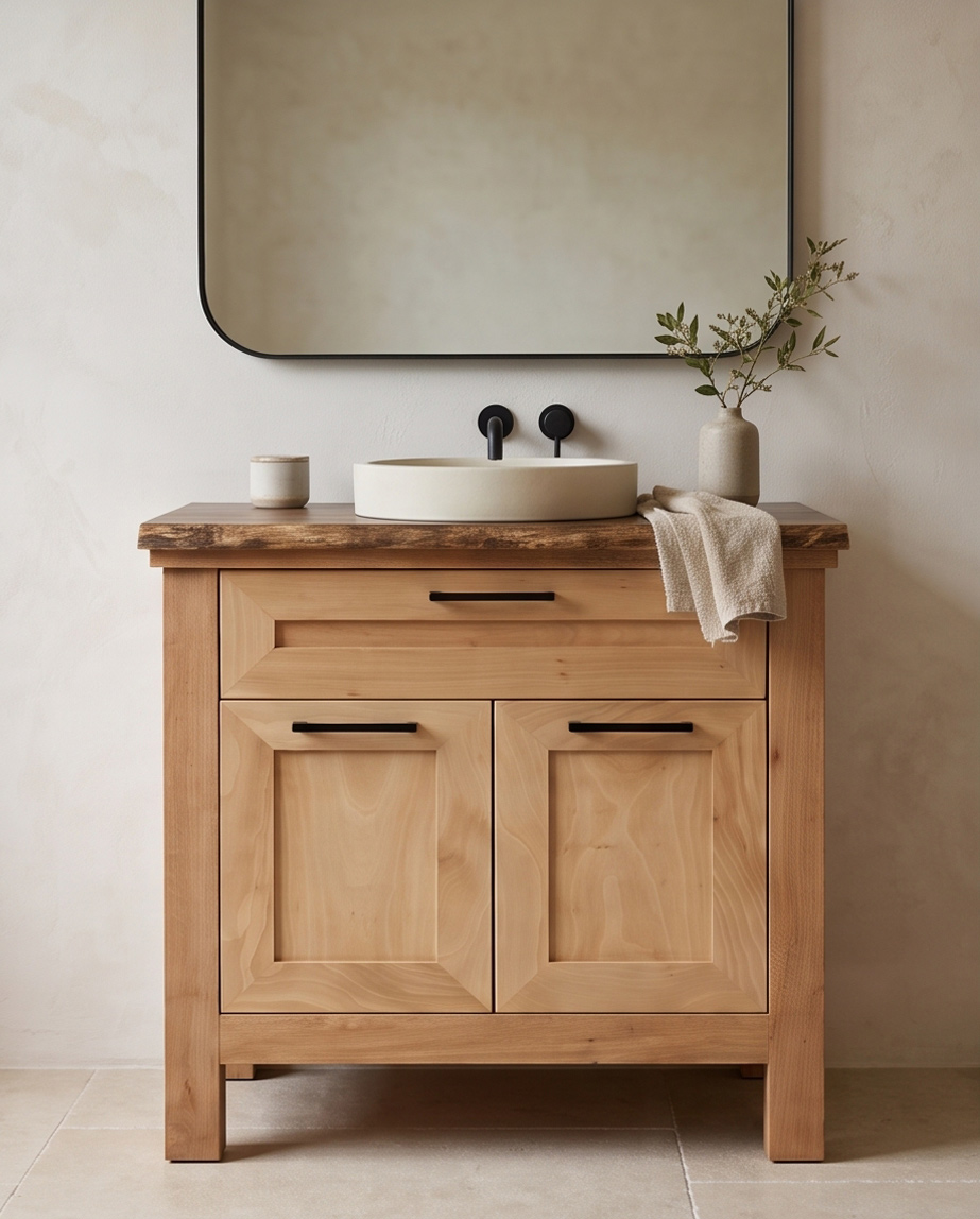 Koru Masif Ahşap Banyo Dolabı